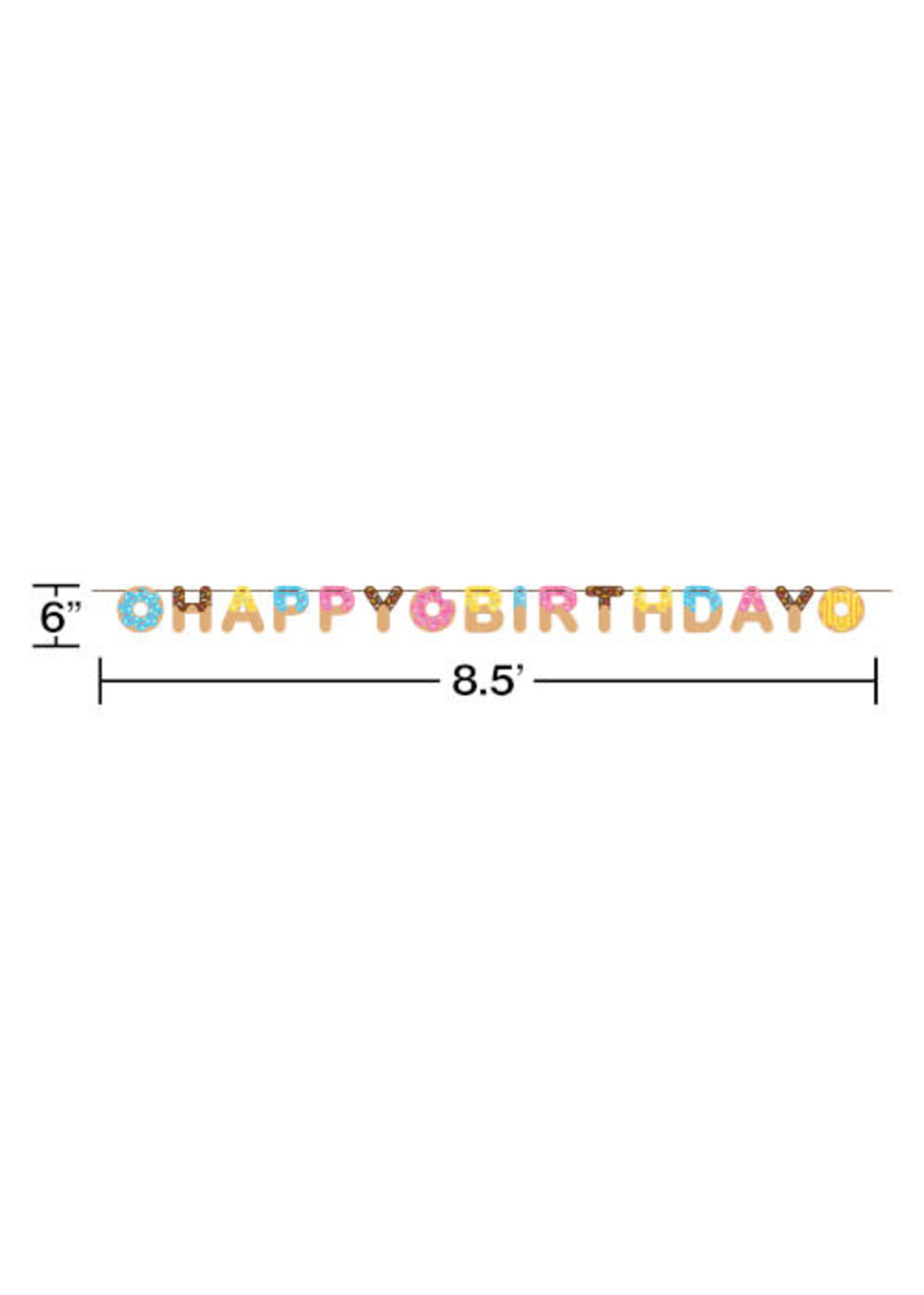 HAPPY BIRTHDAY  BANNER RIB 1CT DONUT TIME