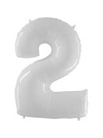 2 WHITE NUMBER BALLOON