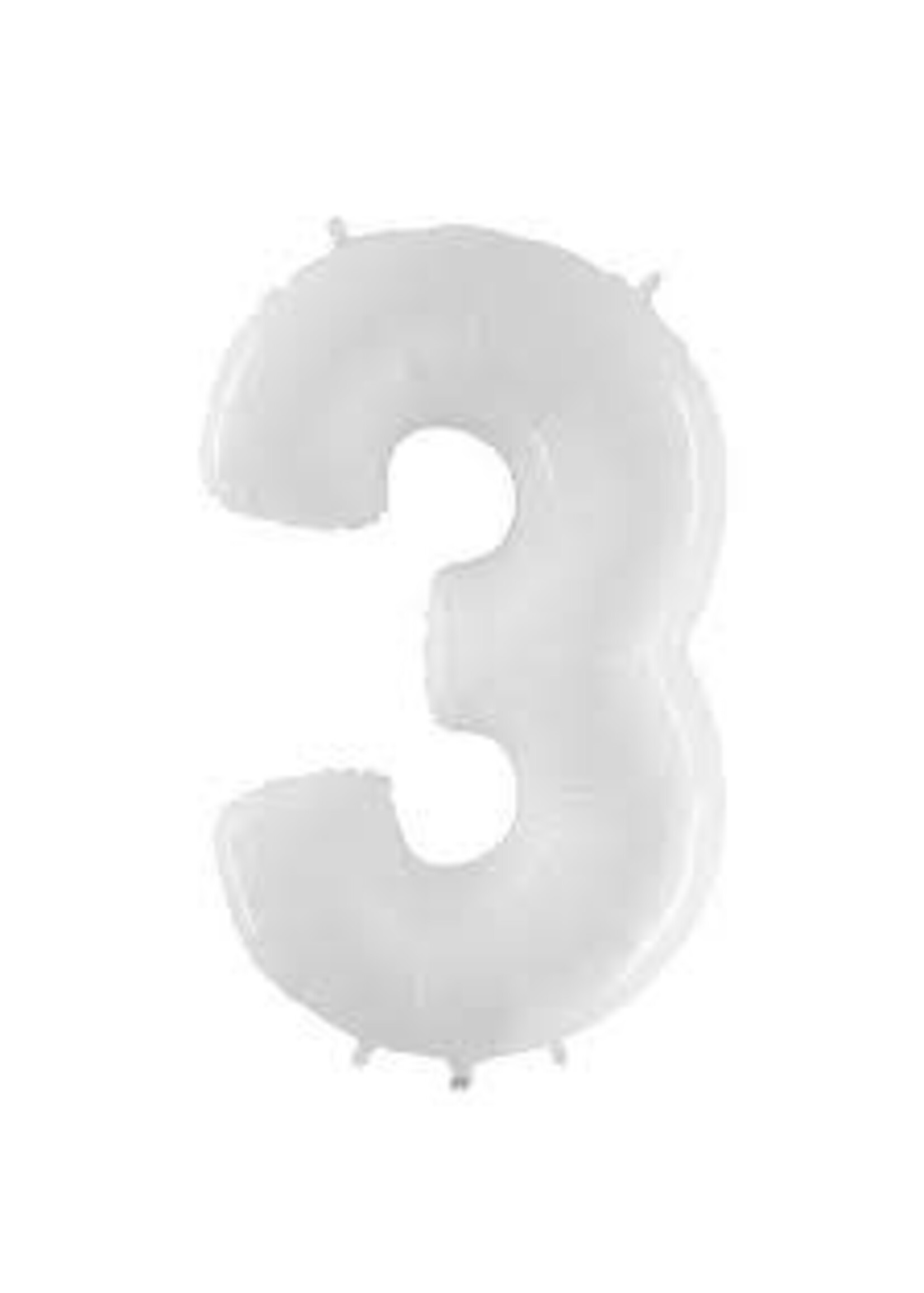 3 WHITE NUMBER BALLOON