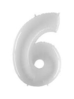 6 WHITE NUMBER BALLOON