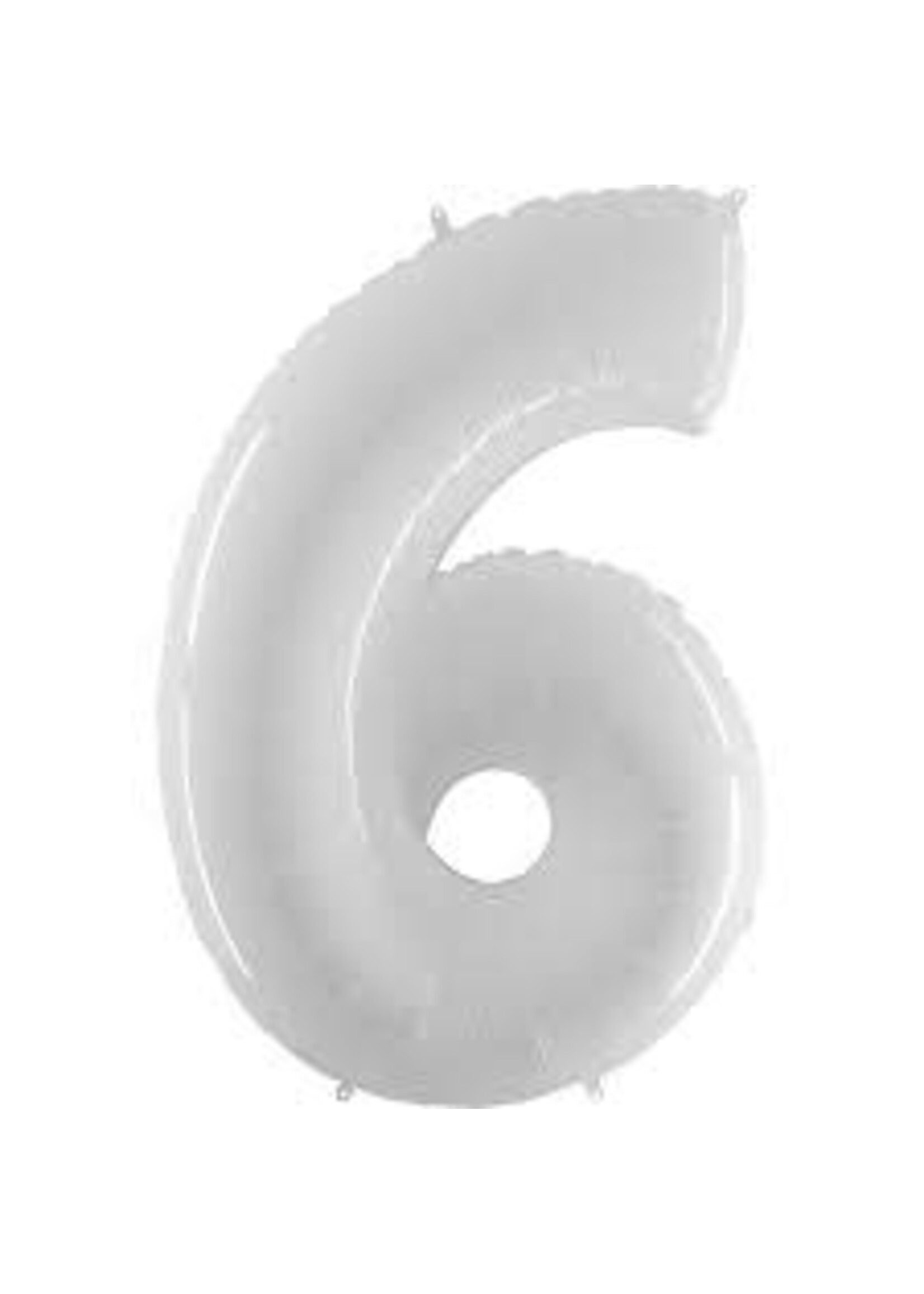 6 WHITE NUMBER BALLOON