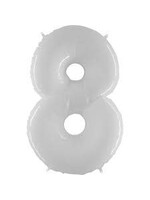 8 WHITE NUMBER BALLOON