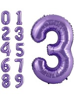 3 PURPLE NUMBER BALLOON