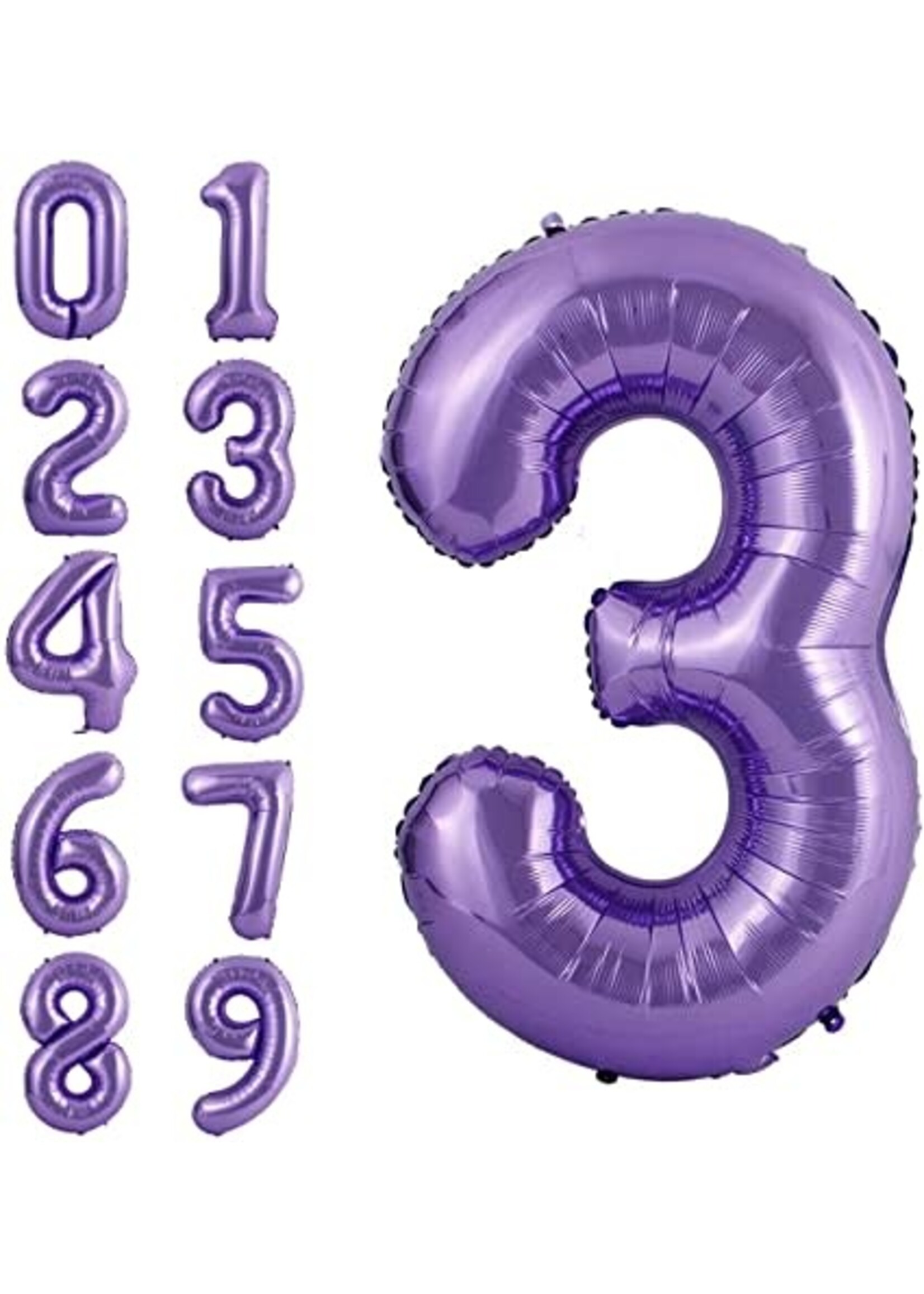 3 PURPLE NUMBER BALLOON