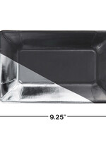 PLATE RECT FOIL 8CT CHARCOAL