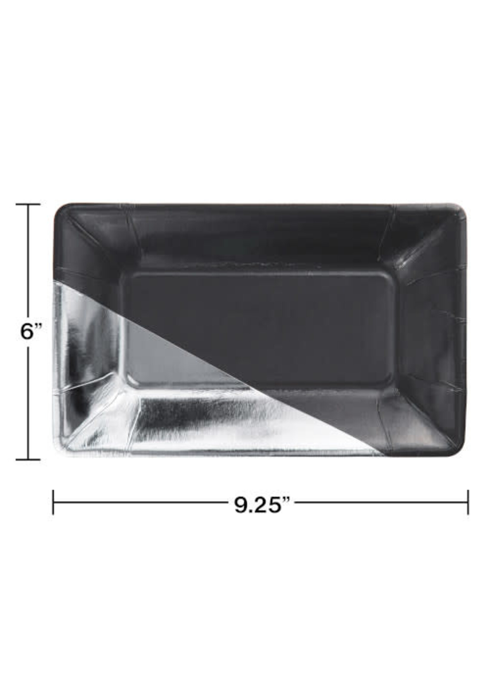 PLATE RECT FOIL 8CT CHARCOAL