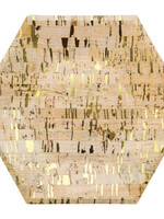 PLATE HEX FOIL 8CT CORK GOLD