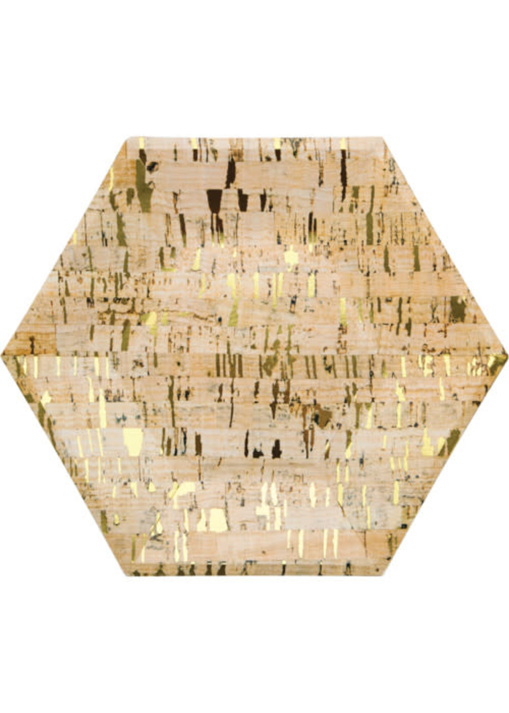 PLATE  HEX FOIL 8CT CORK GOLD