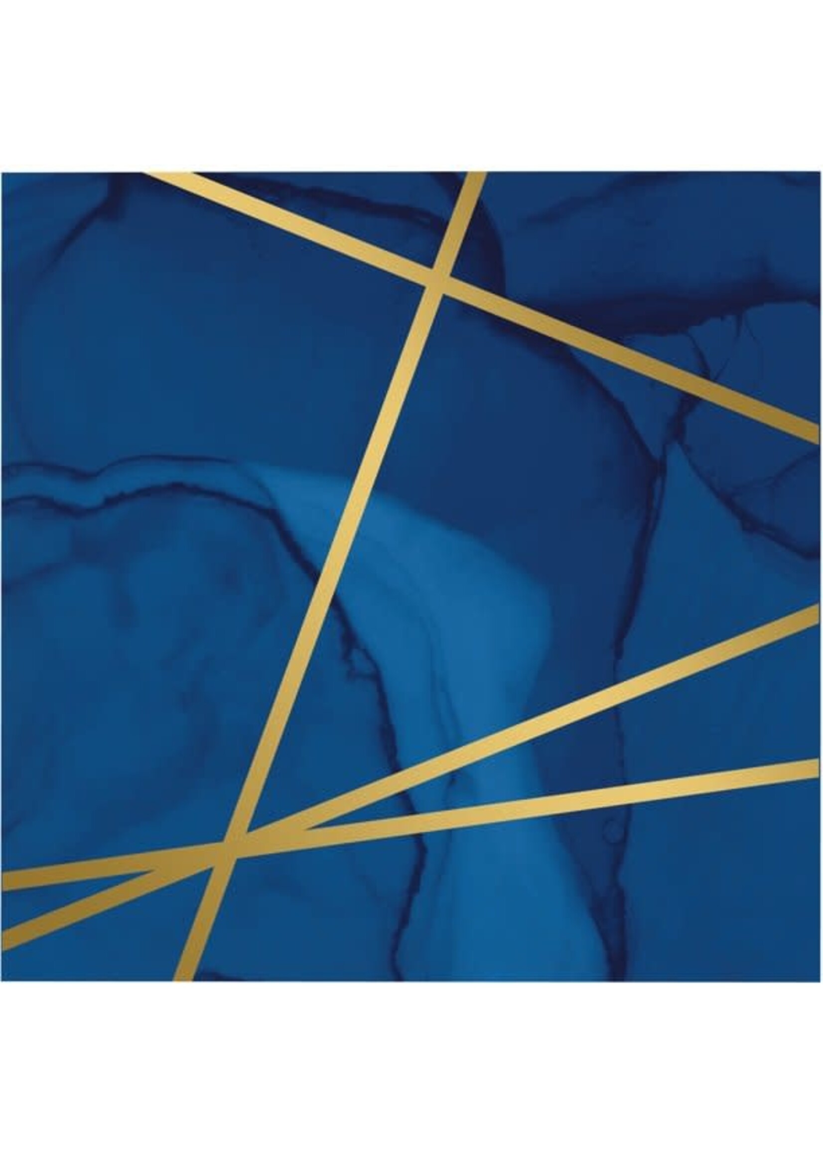 NAPKIN 16CT FOIL NAVY GOLD GEODE