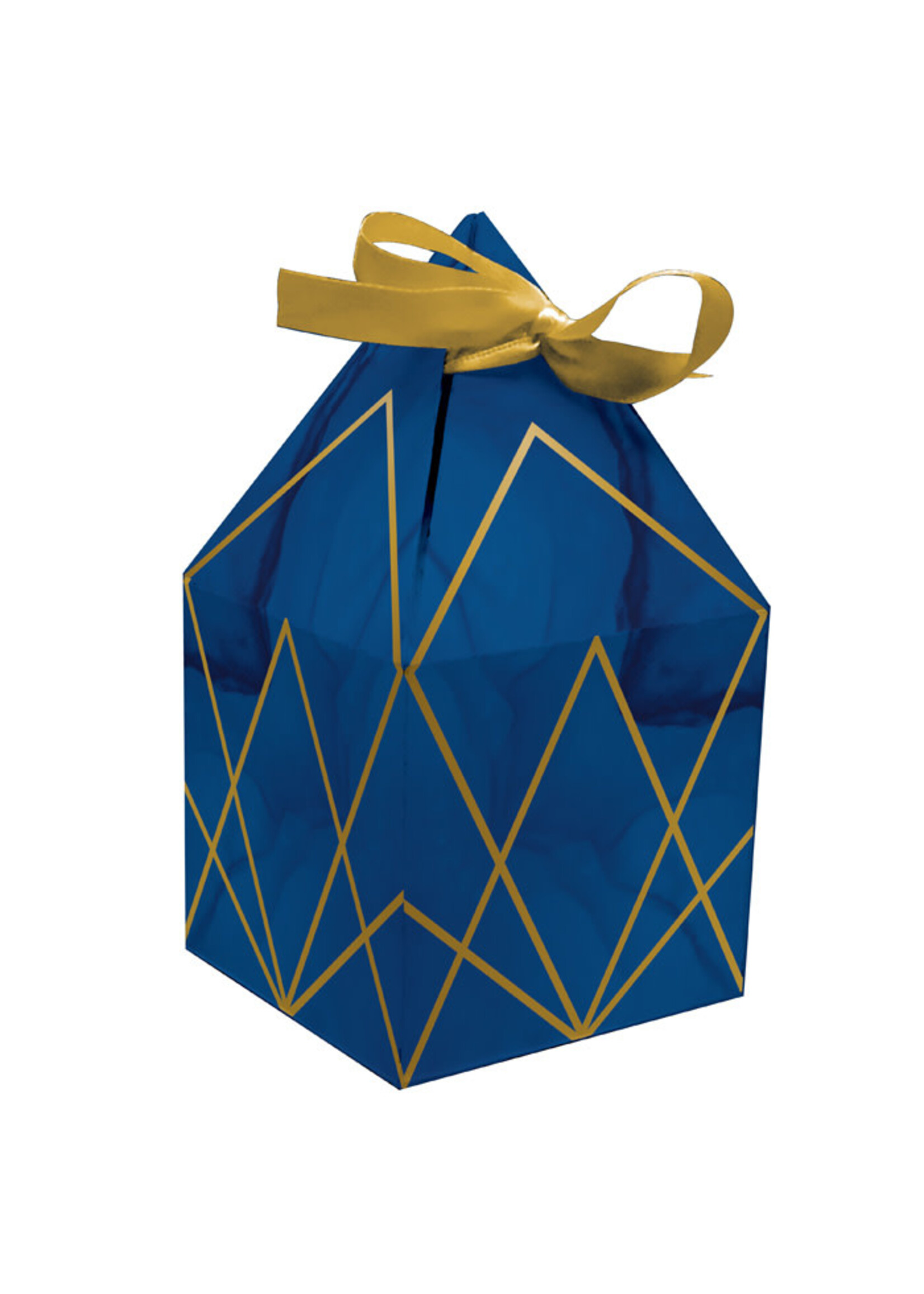 FAVOR BOX W/RIB 8CT FOIL NAVY GOLD GEODE