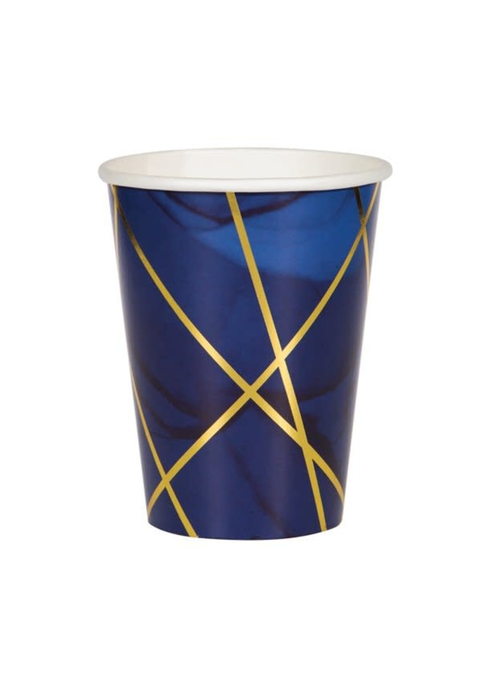 12oz. CUP 8CT FOIL NAVY GOLD GEODE
