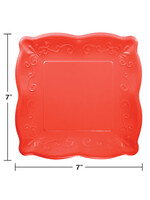 PAPER PLATE 8CT CORAL RED
