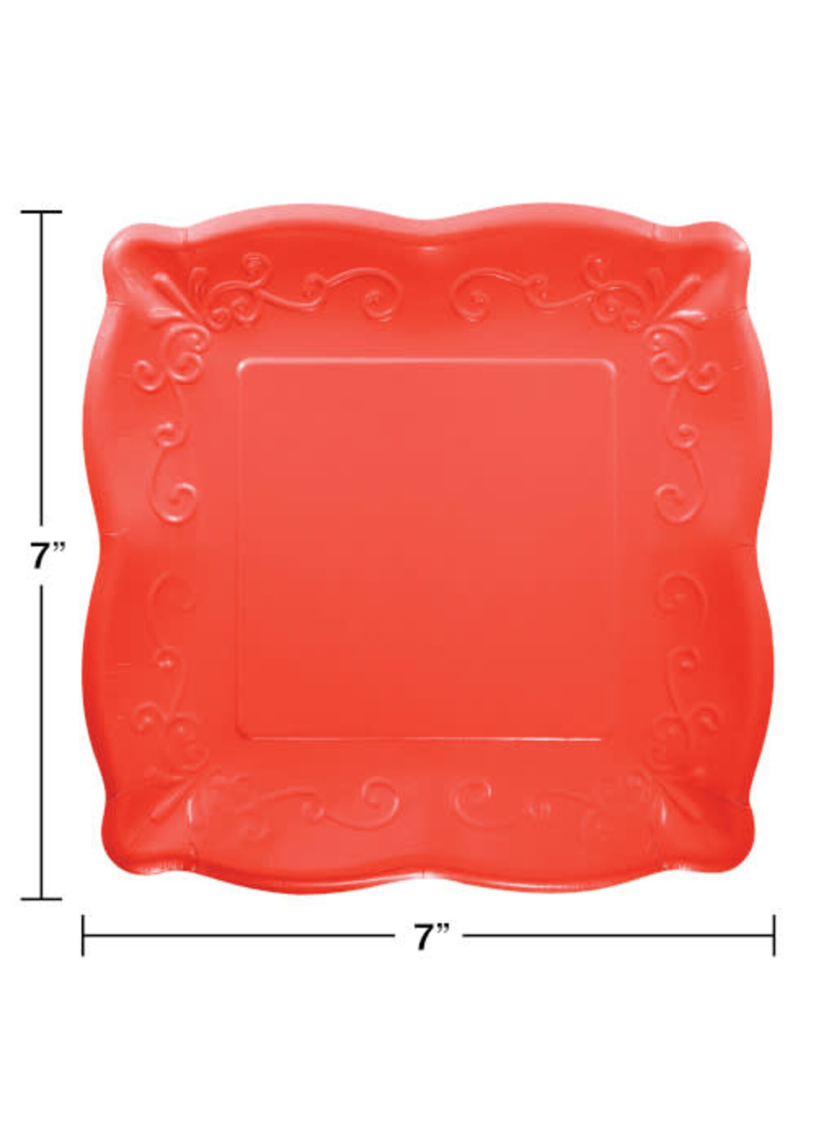PAPER PLATE 8CT CORAL RED