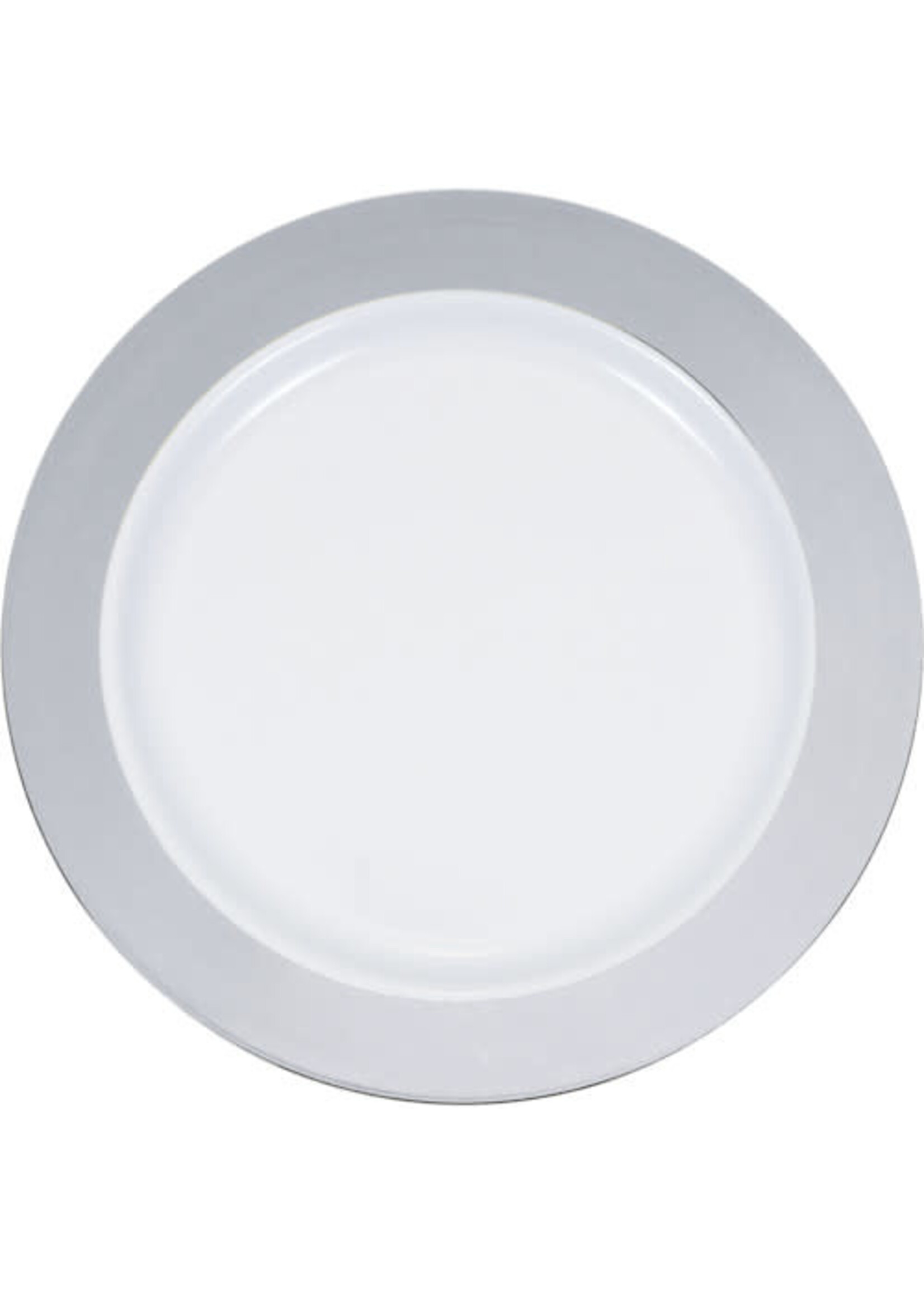 PLASTIC PLATE 10CT SILVER RIM