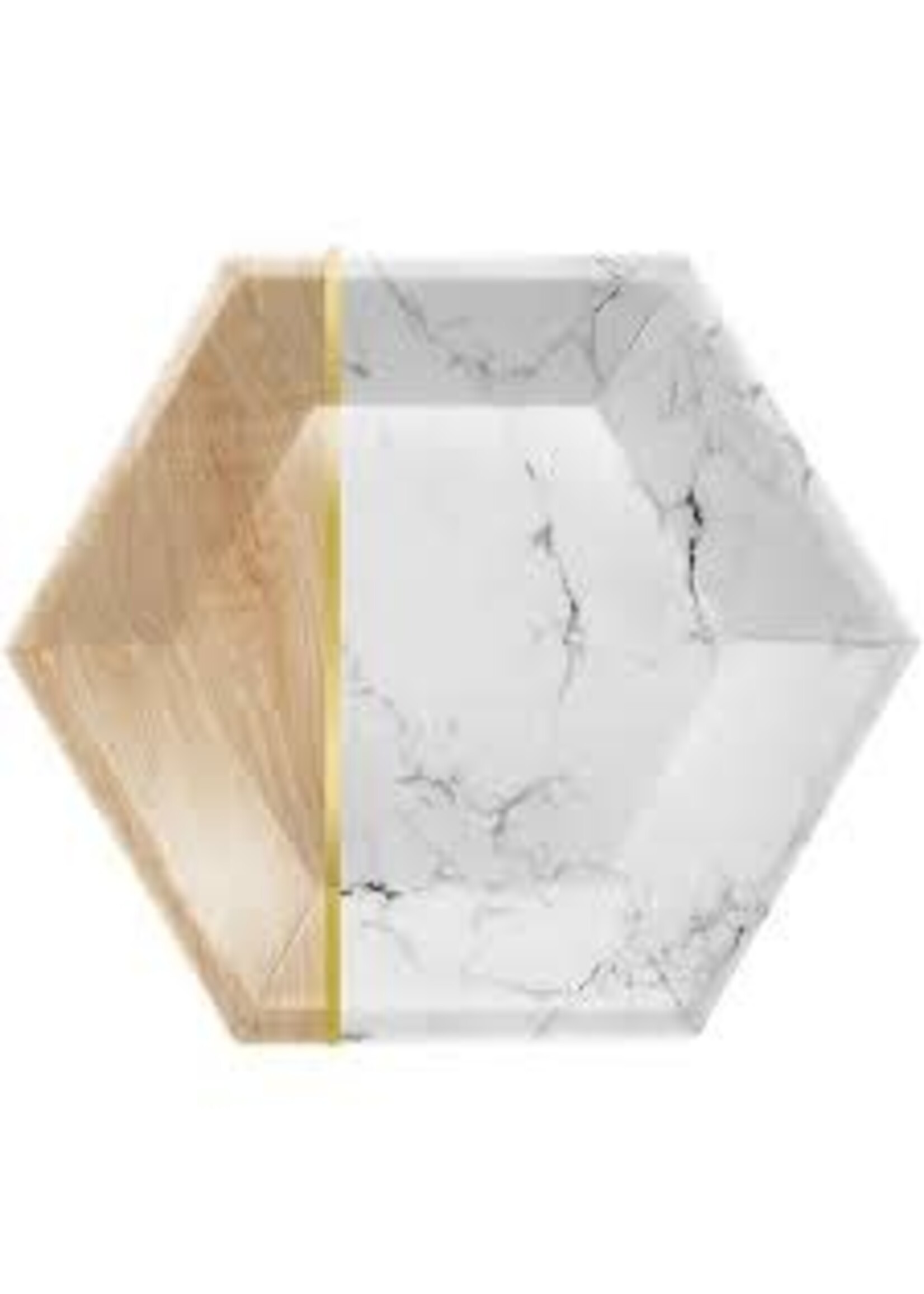 PLATE HEX FOIL 8CT MARBLE