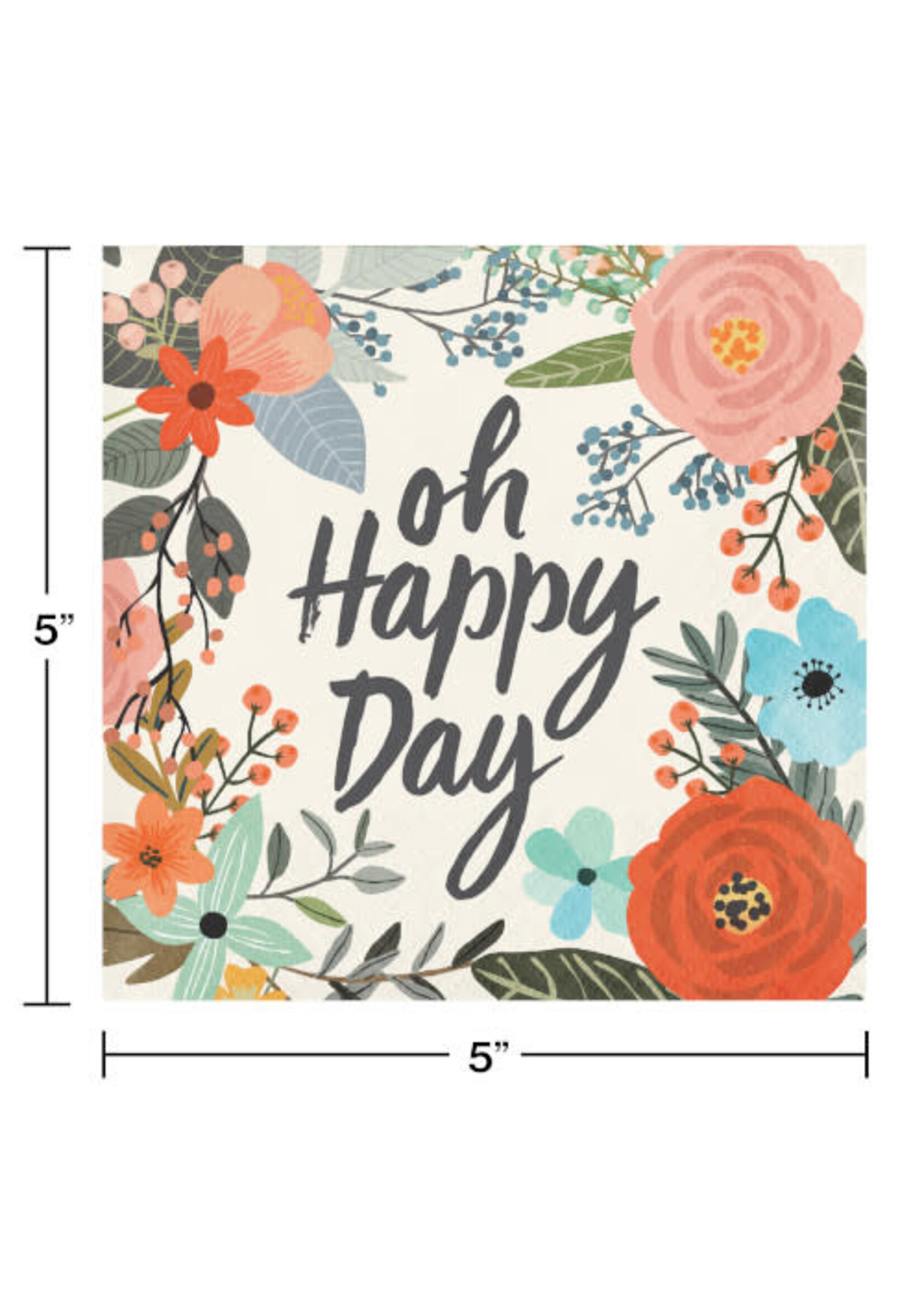 BEVERAGE NAPKINS 24CT OH HAPPY DAY