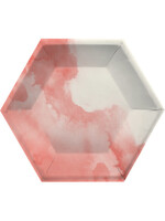 HEXAGON PAPER PLATES 8CT PINK
