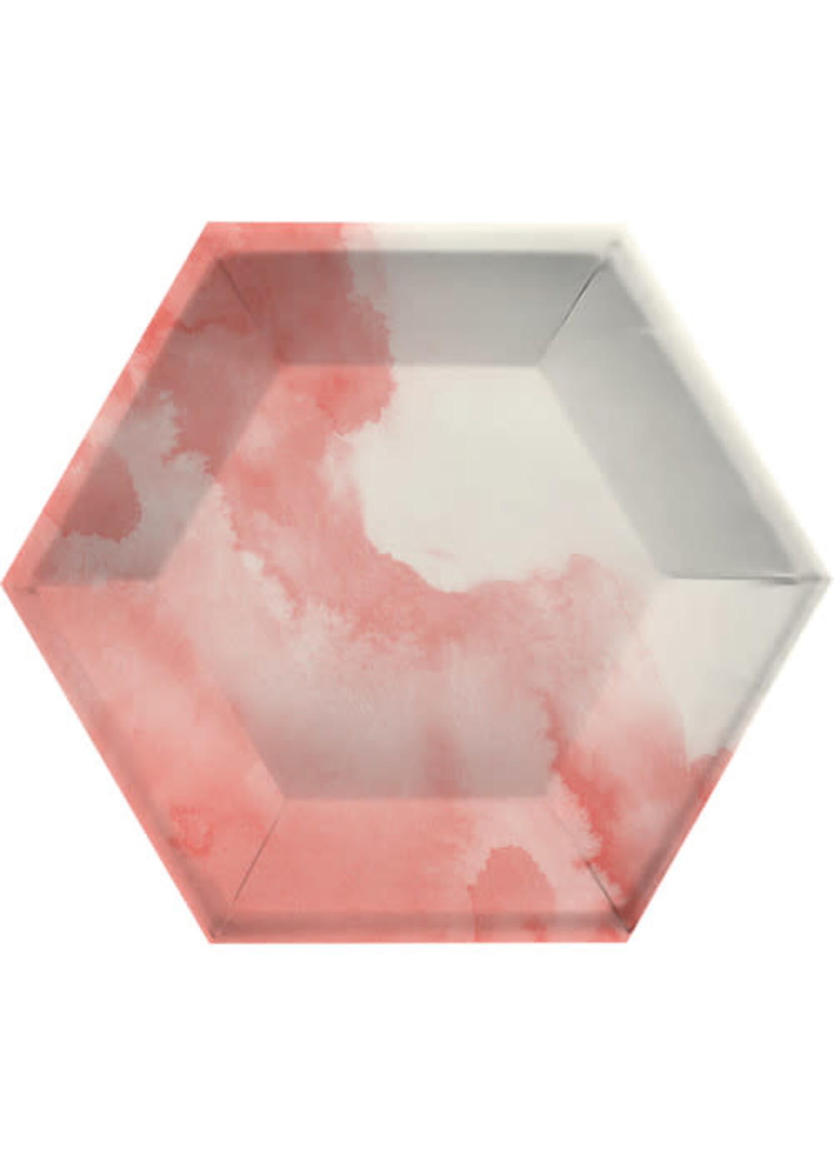 HEXAGON PAPER PLATES 8CT PINK