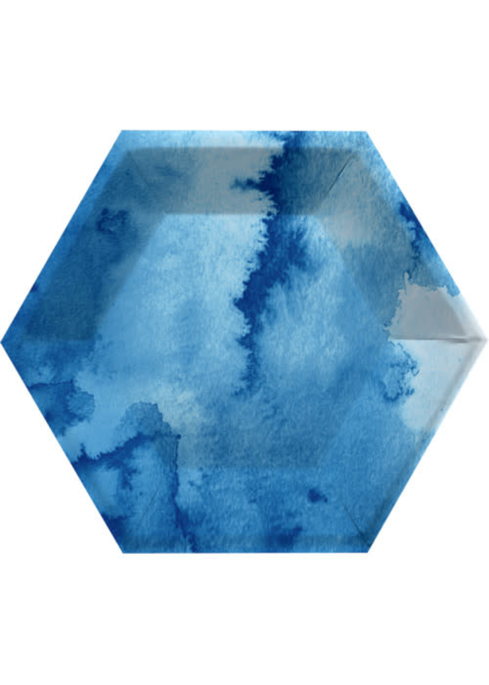 HEXAGON PAPER PLATE 8CT BLUE