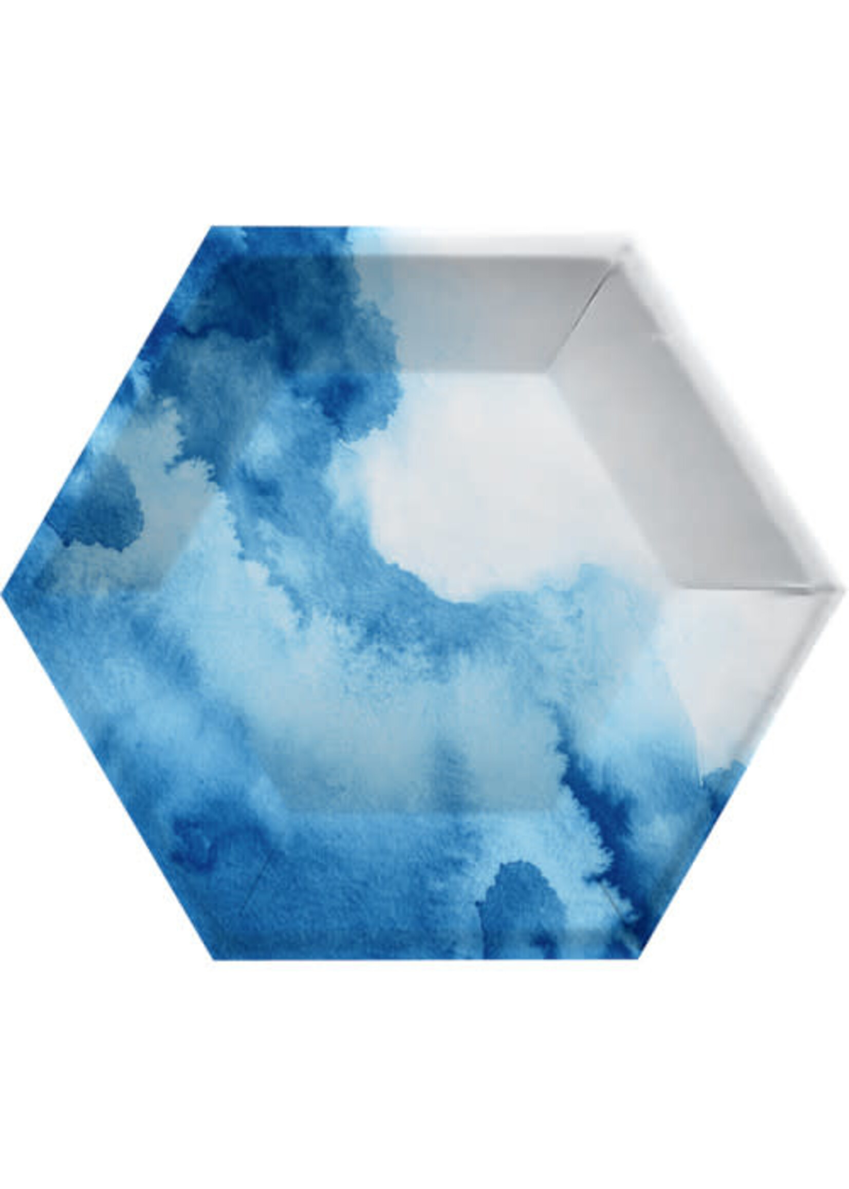 HEXAGON PAPER PLATE 8CT BLUE