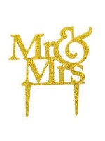 Mr & Mrs Cake Topper Gold