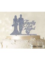 Finally Got Engaged Cake Topper  Silver