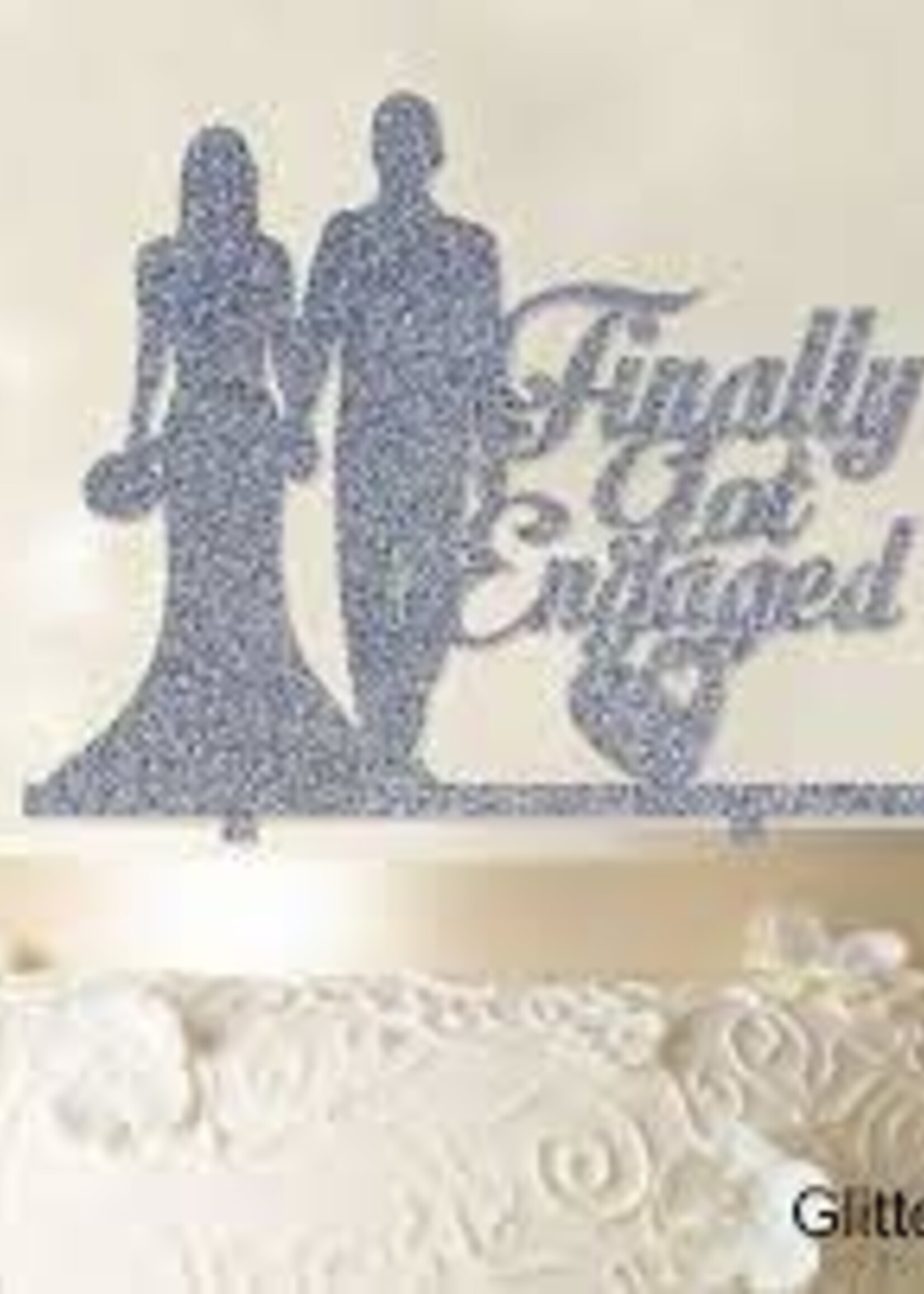 Finally Got Engaged Cake Topper  Silver