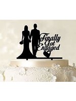 Mr & Mrs Silhouette Couple Cake Topper Black
