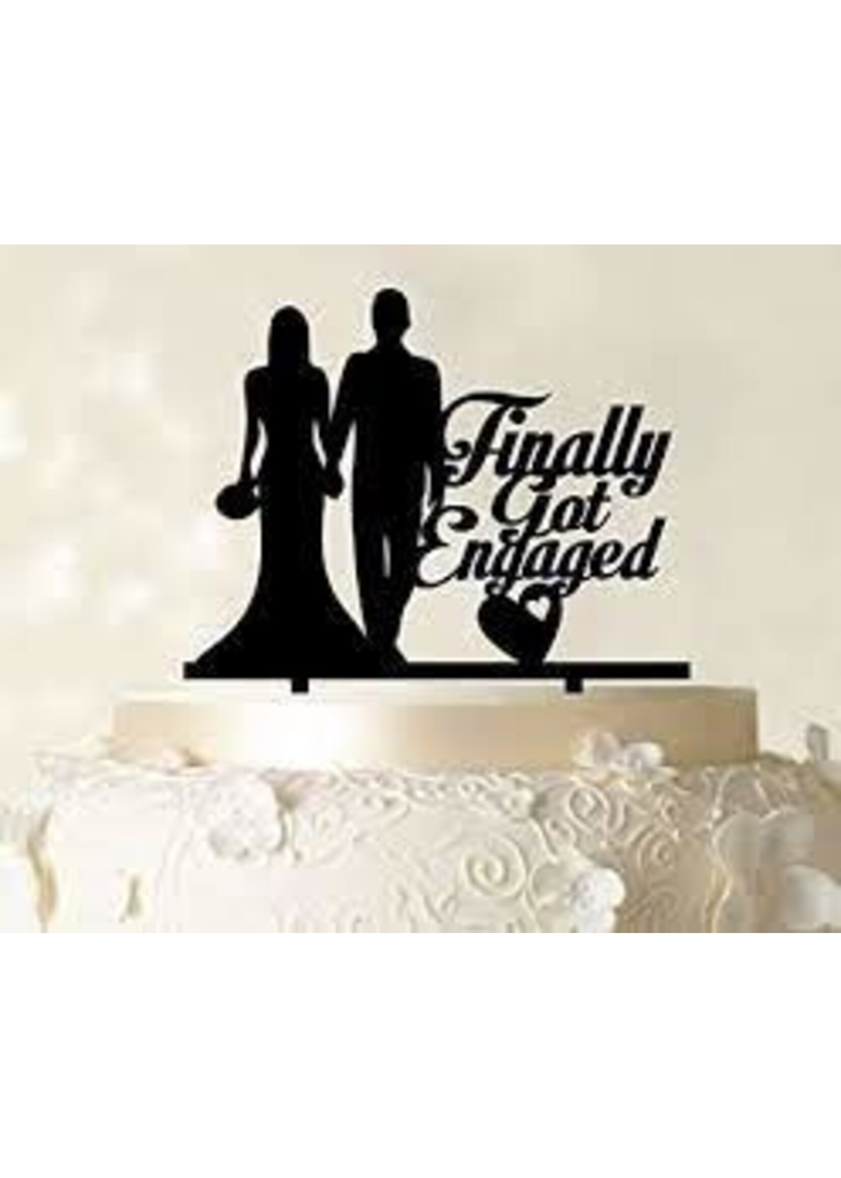 Mr & Mrs Silhouette Couple Cake Topper Black