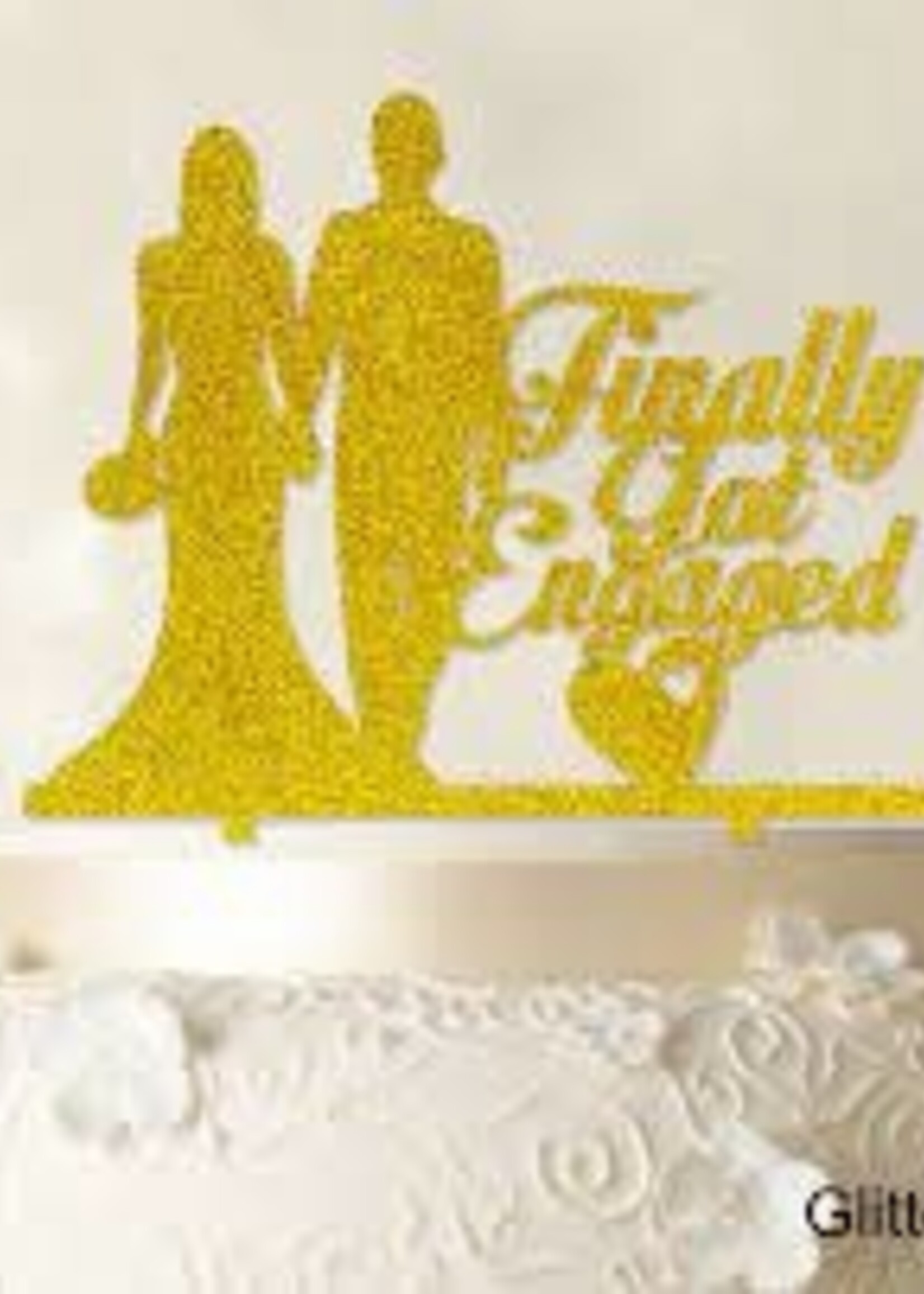 Finally Got Engaged Cake Topper Gold