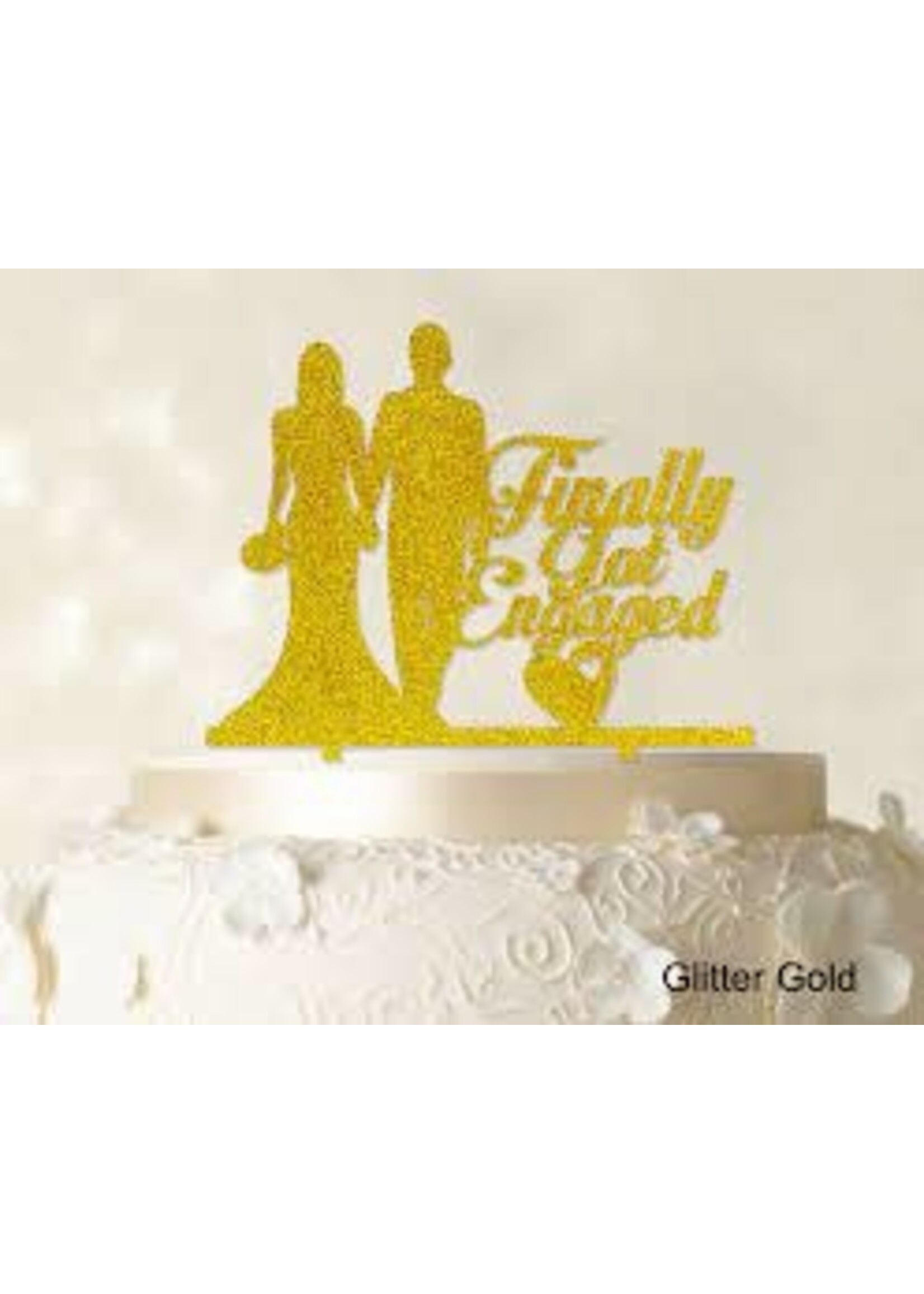 Finally Got Engaged Cake Topper Gold