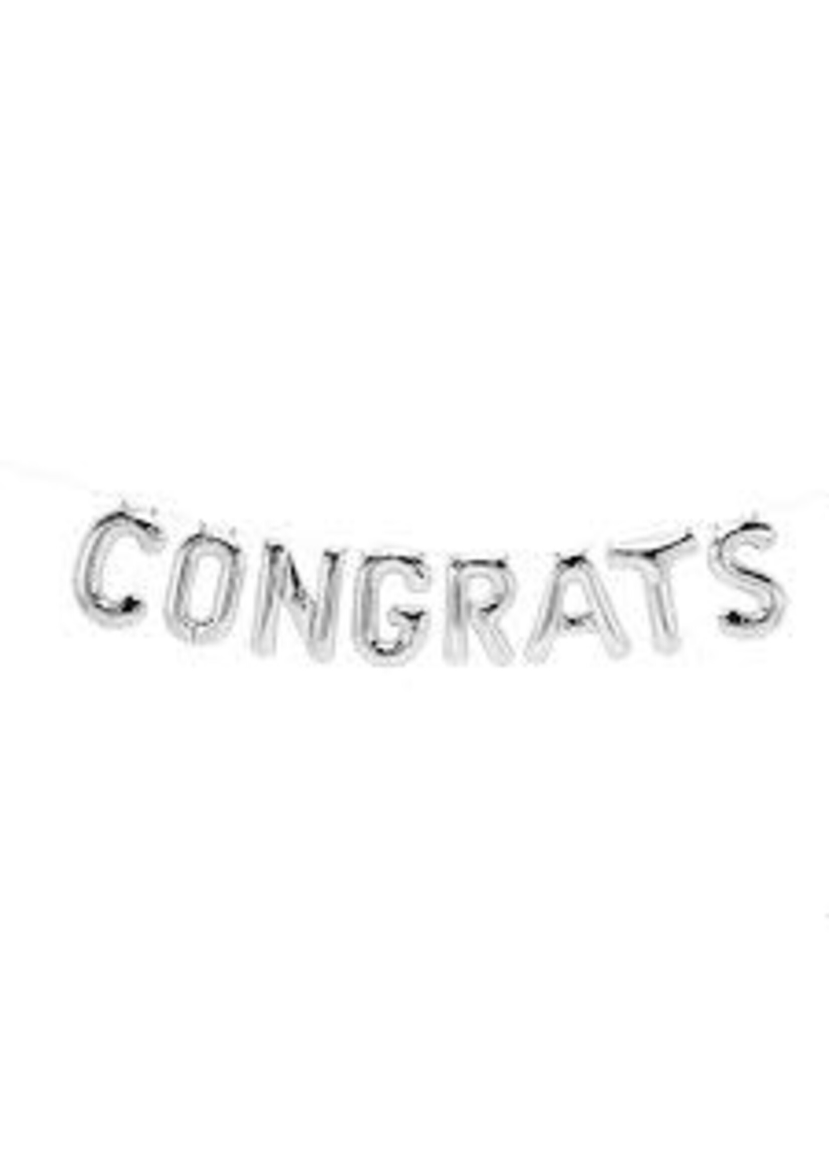 Silver Congrats Foil Letter Balloon Banner Kit, 14"