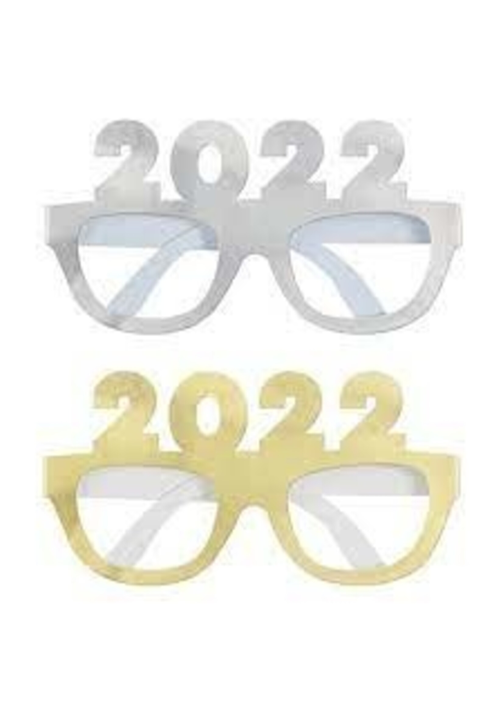Foil Gold & Silver 2022 Party Glasses, 4ct