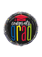 Colorful Cap Grad Round Foil Balloon 18"