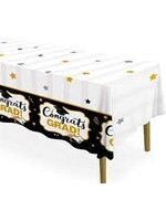 Stars & Caps Graduation Rectangular Plastic Table Cover, 54" x 84"