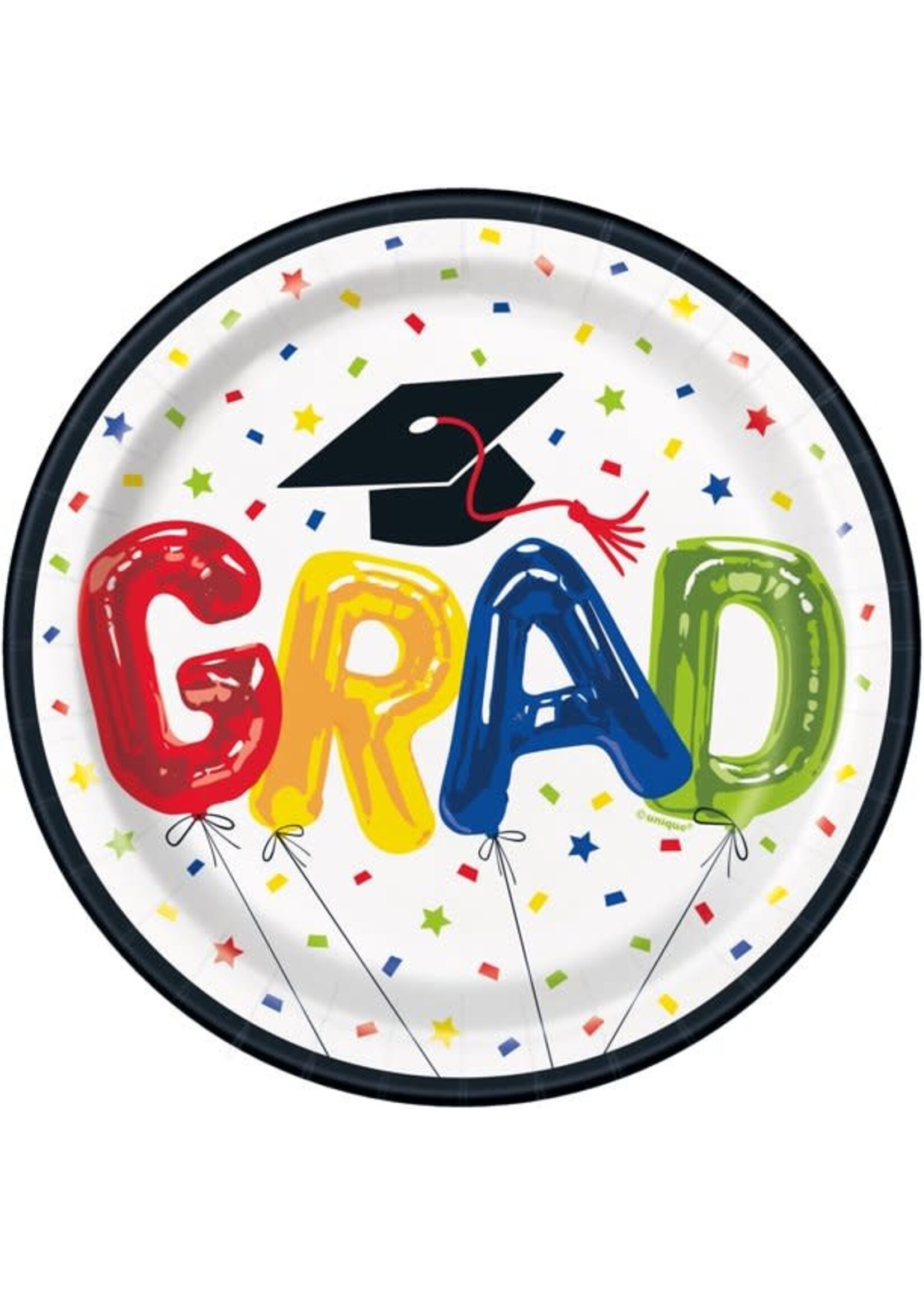 Letter Balloon Grad Round 9"Plates, 8ct