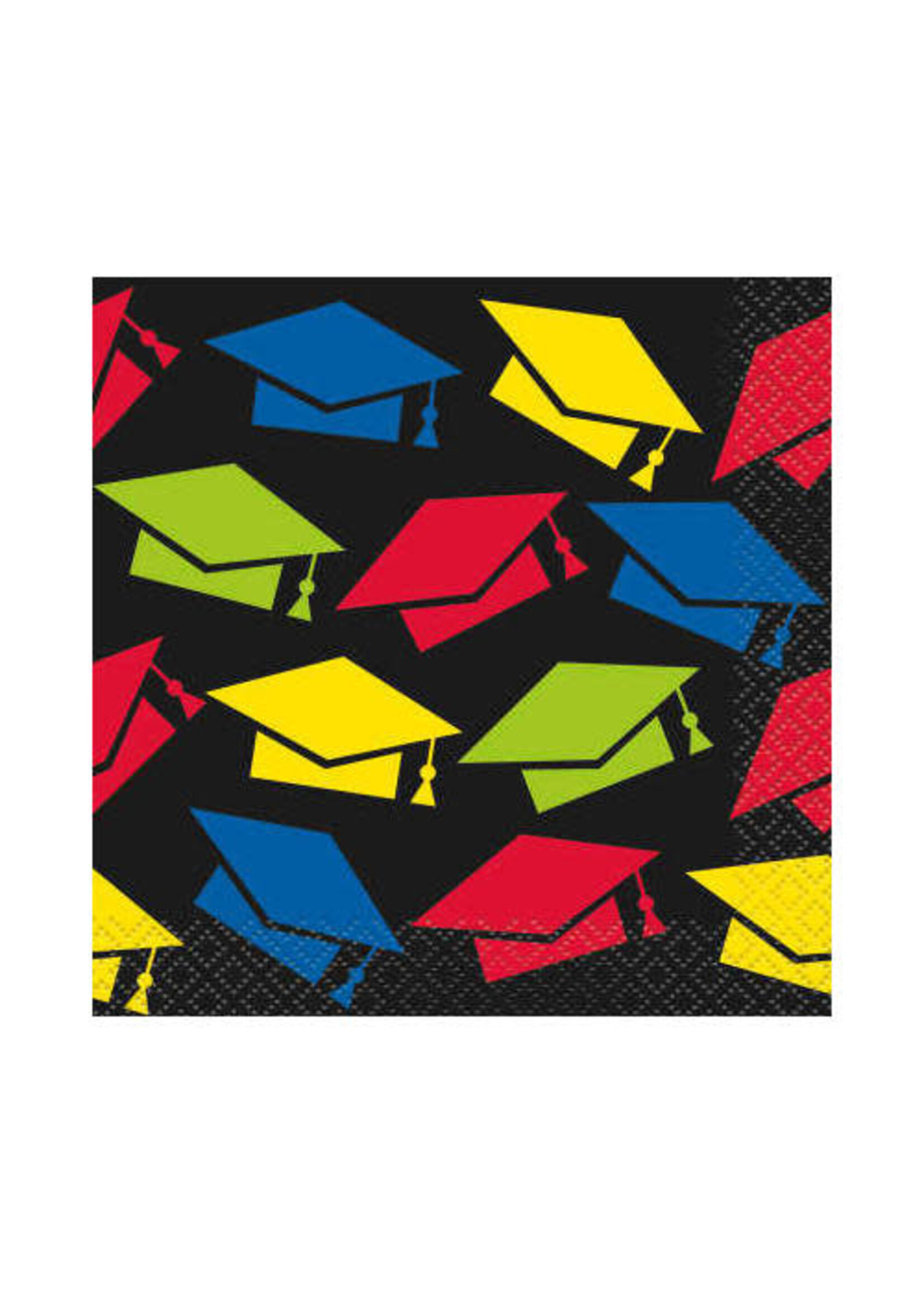Colorful Cap Grad Beverage Napkins, 16ct