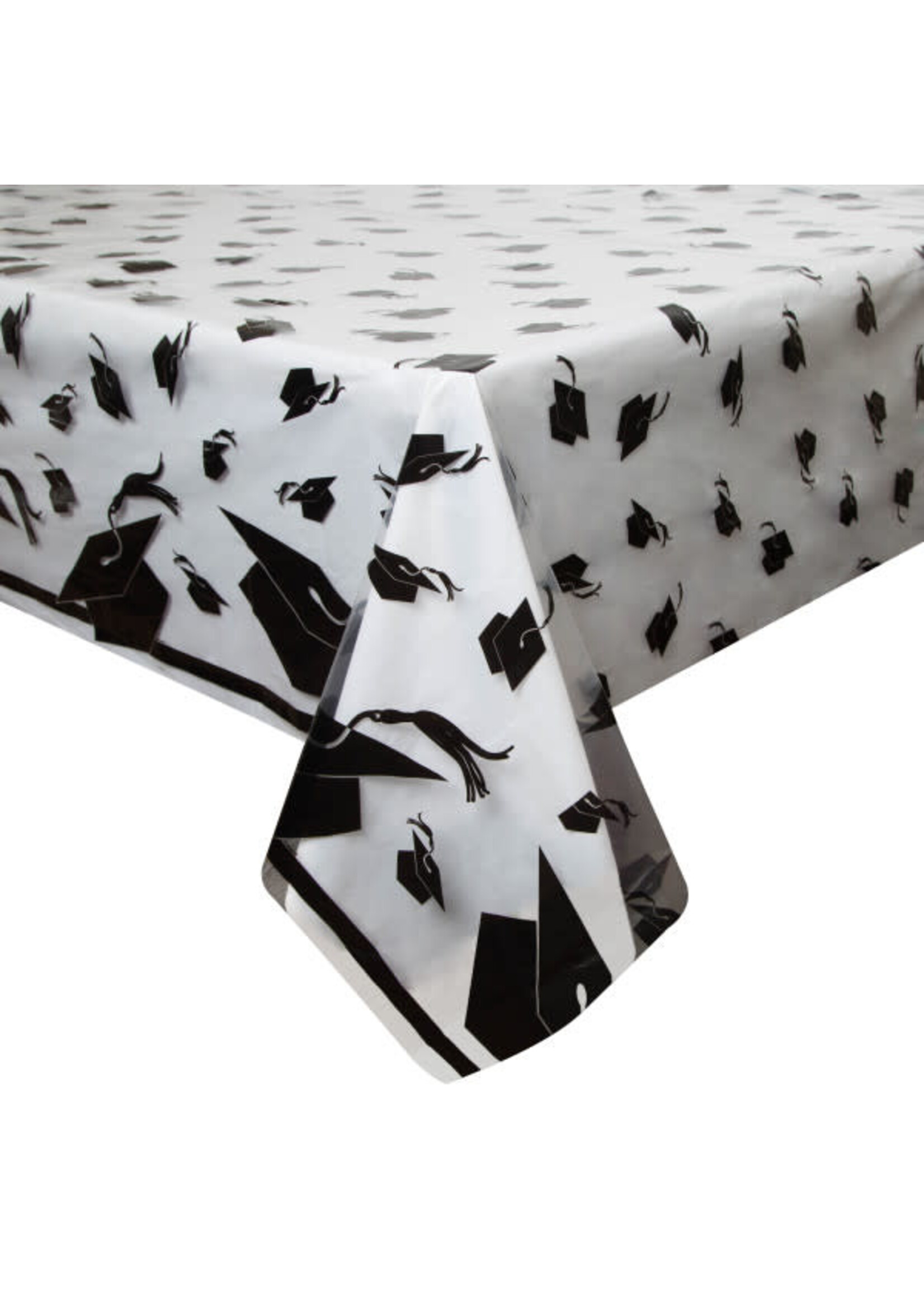 Graduation Caps Rectangular Plastic Table Cover, 54" x 108"