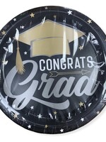 Stars & Caps Graduation Round 9" Plates, 8ct
