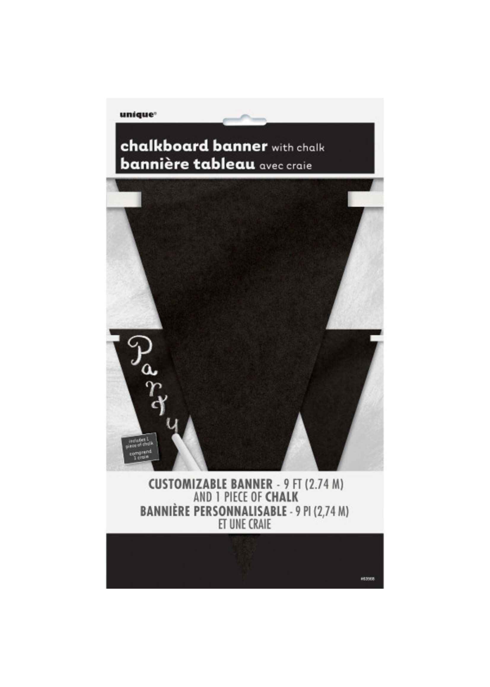 Chalk Paper Flag Banner & 1 Piece Of Chalk, 9 Ft