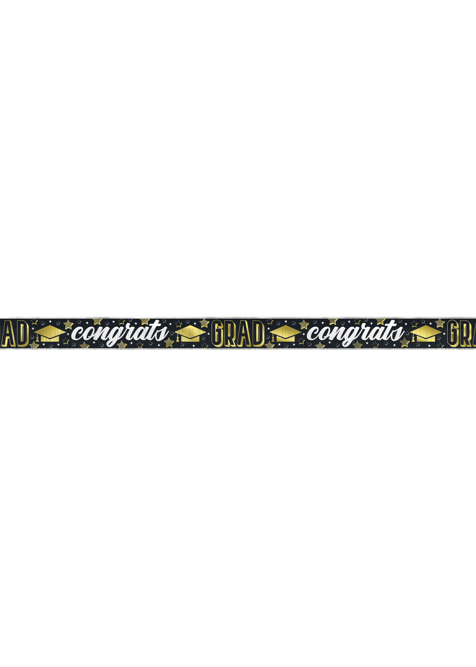 Stars & Caps Graduation Foil Fringe Banner, 12 ft