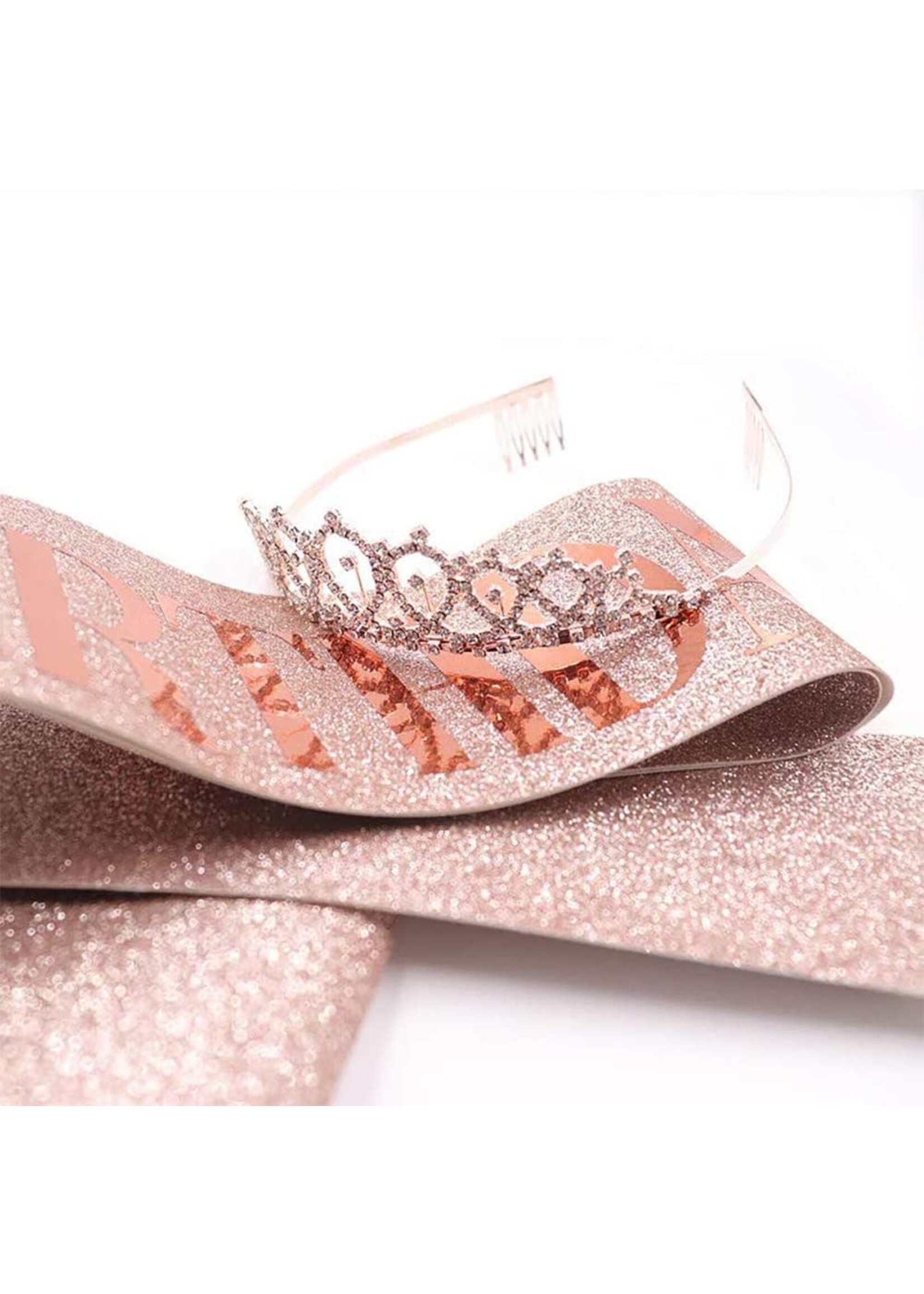BIRTHDAY QUEEN SASH WITH TIARA ROSE
