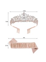 BIRTHDAY GIRL SASH WITH TIARA -ROSE