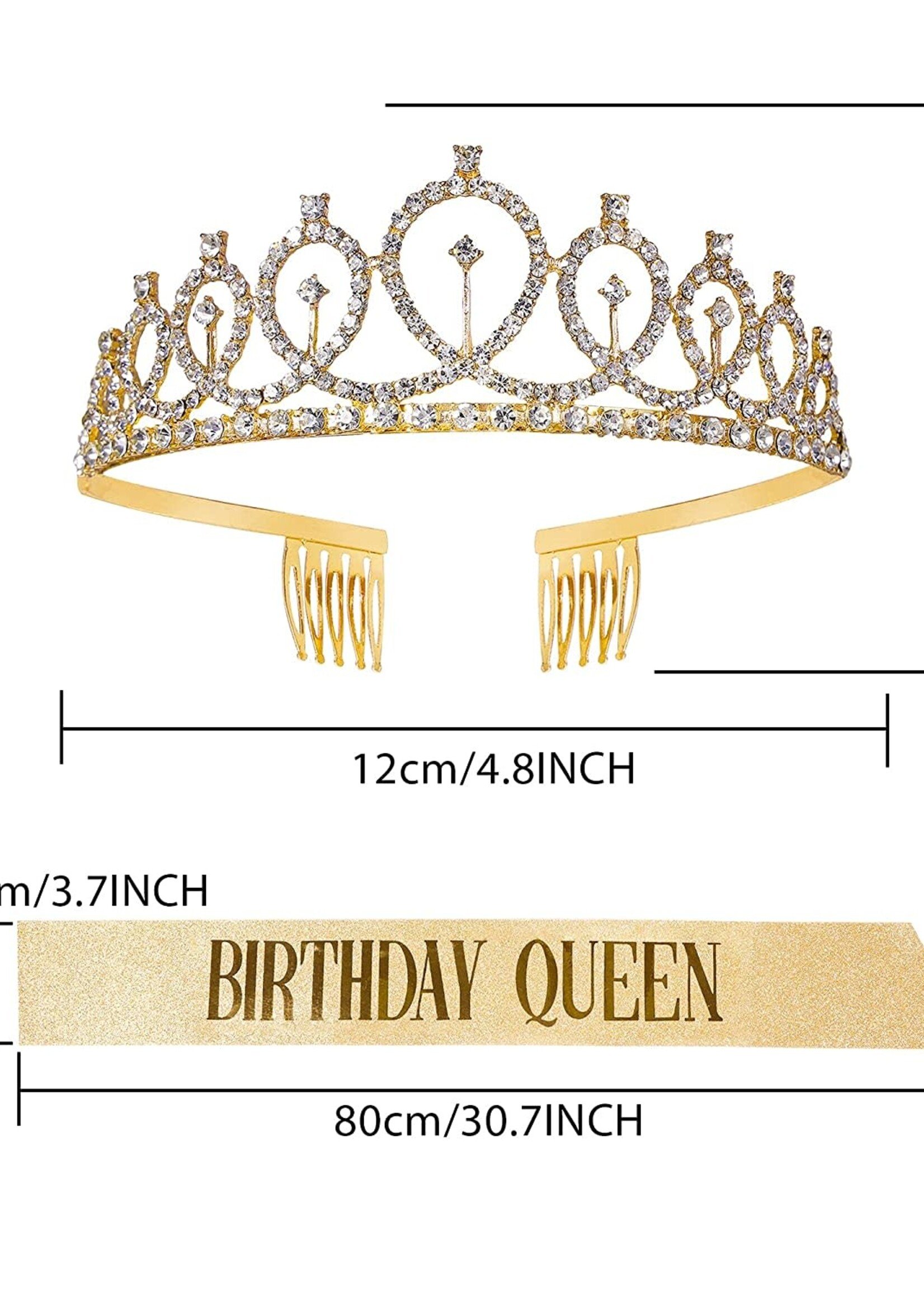 BIRTHDAY QUEEN SASH WITH TIARA - GOLD