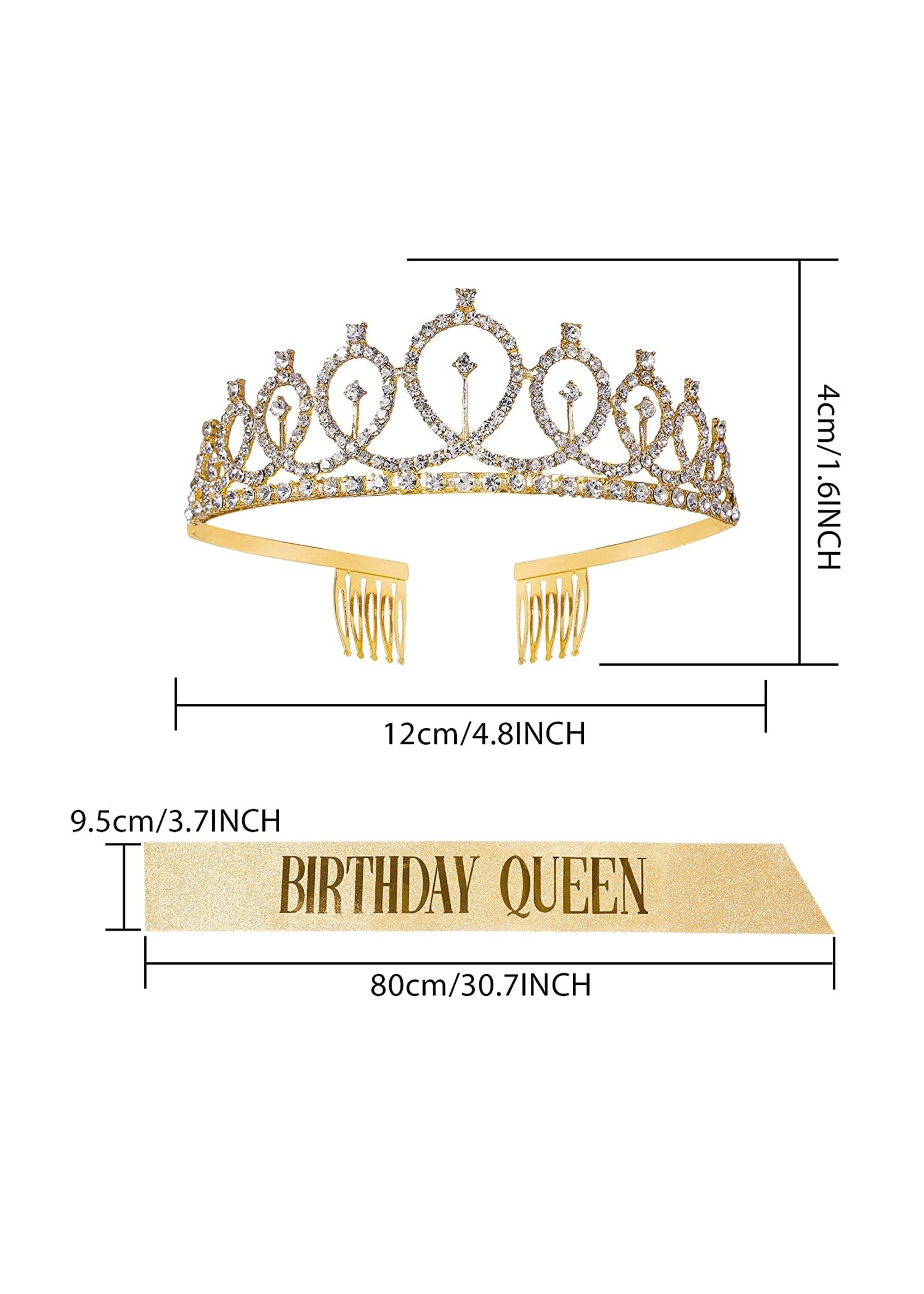 BIRTHDAY QUEEN SASH WITH TIARA - GOLD