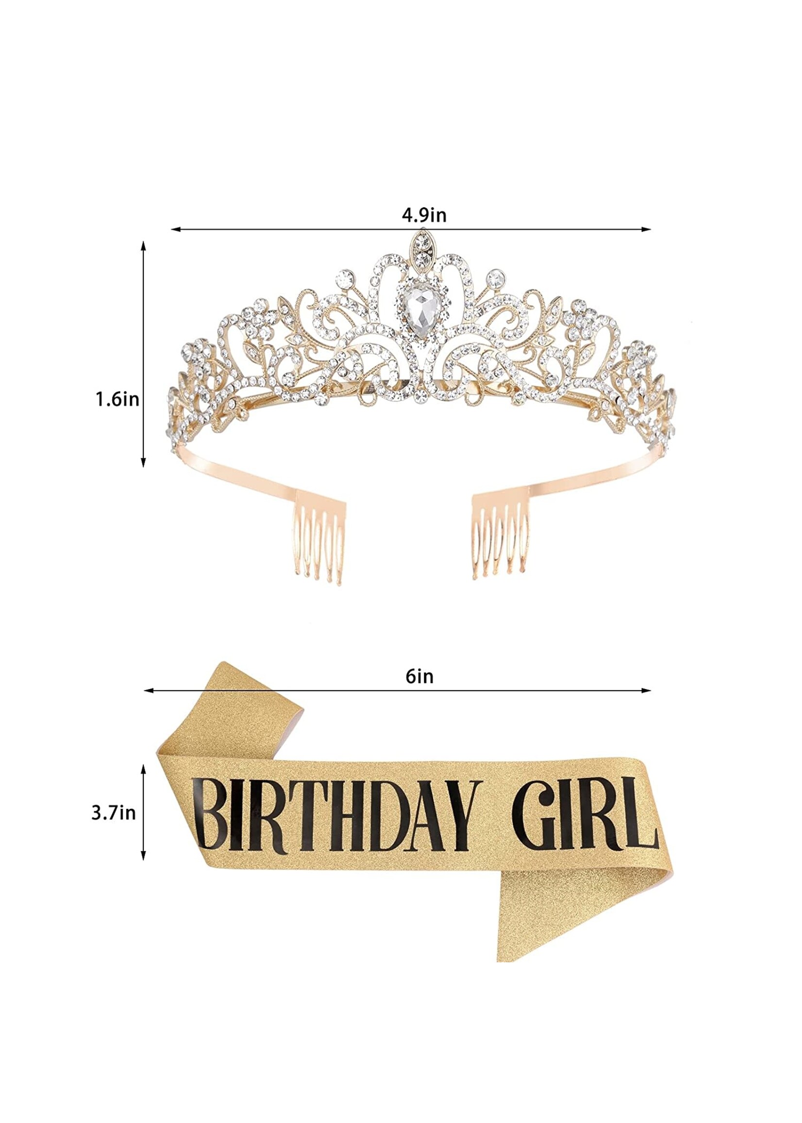 BIRTHDAY GIRL SASH WITH TIARA - GOLD