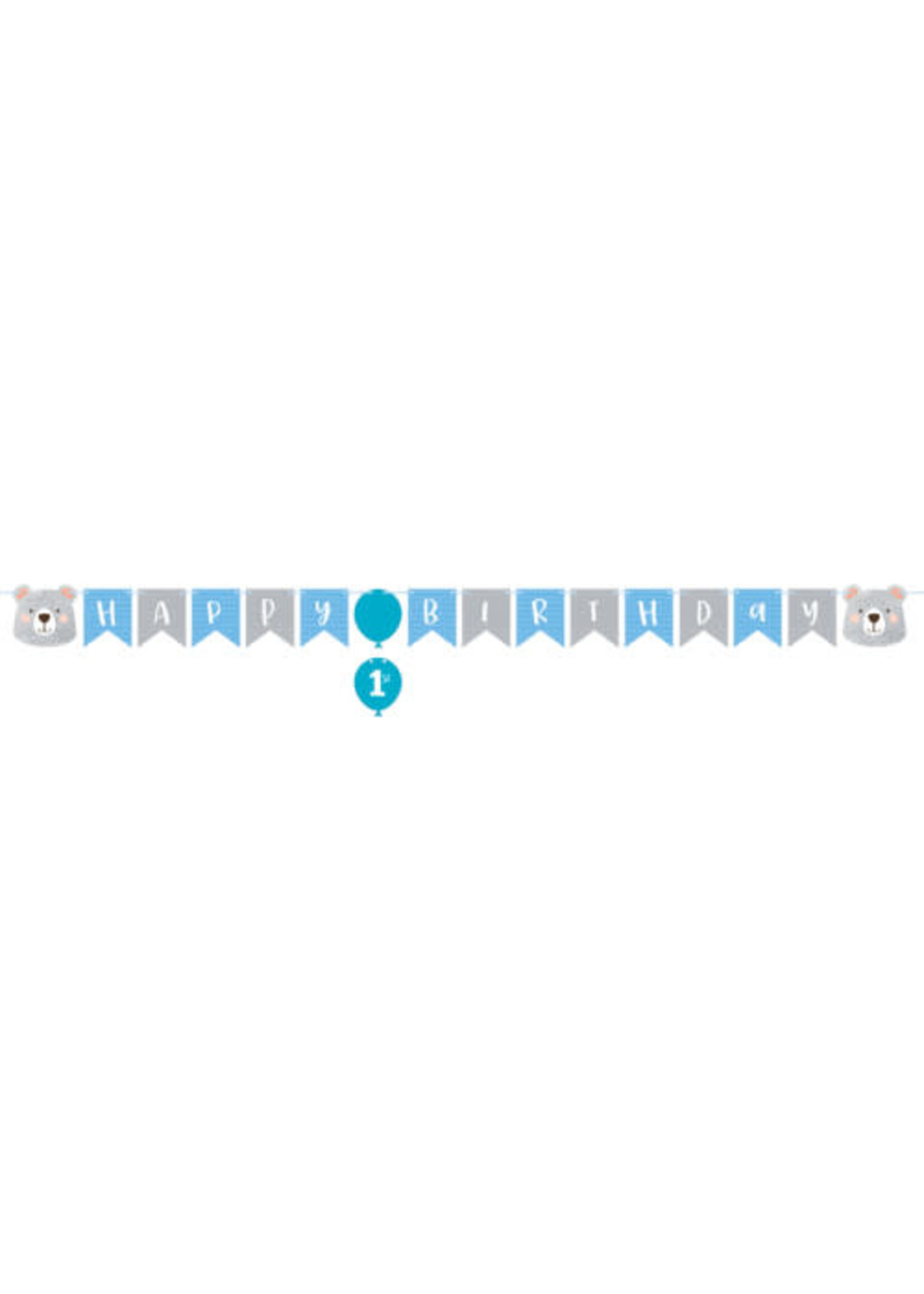 BANNER 1CT W/TW STCK 1ST BDAY BEAR