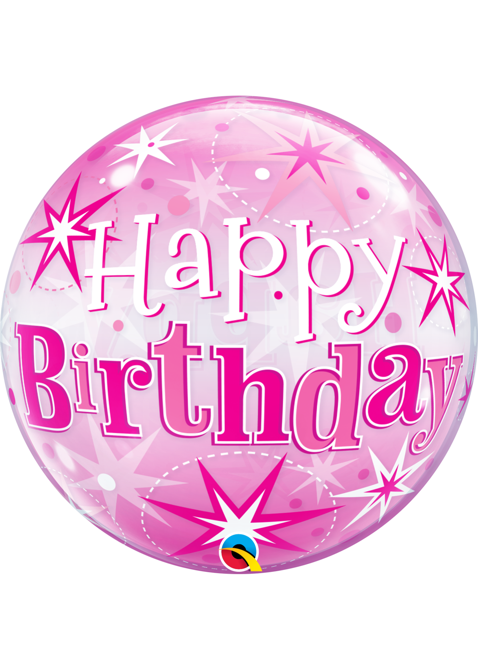 BDAY PINK STARBURST SPARKLE 22"BUBBLE  BALLOON