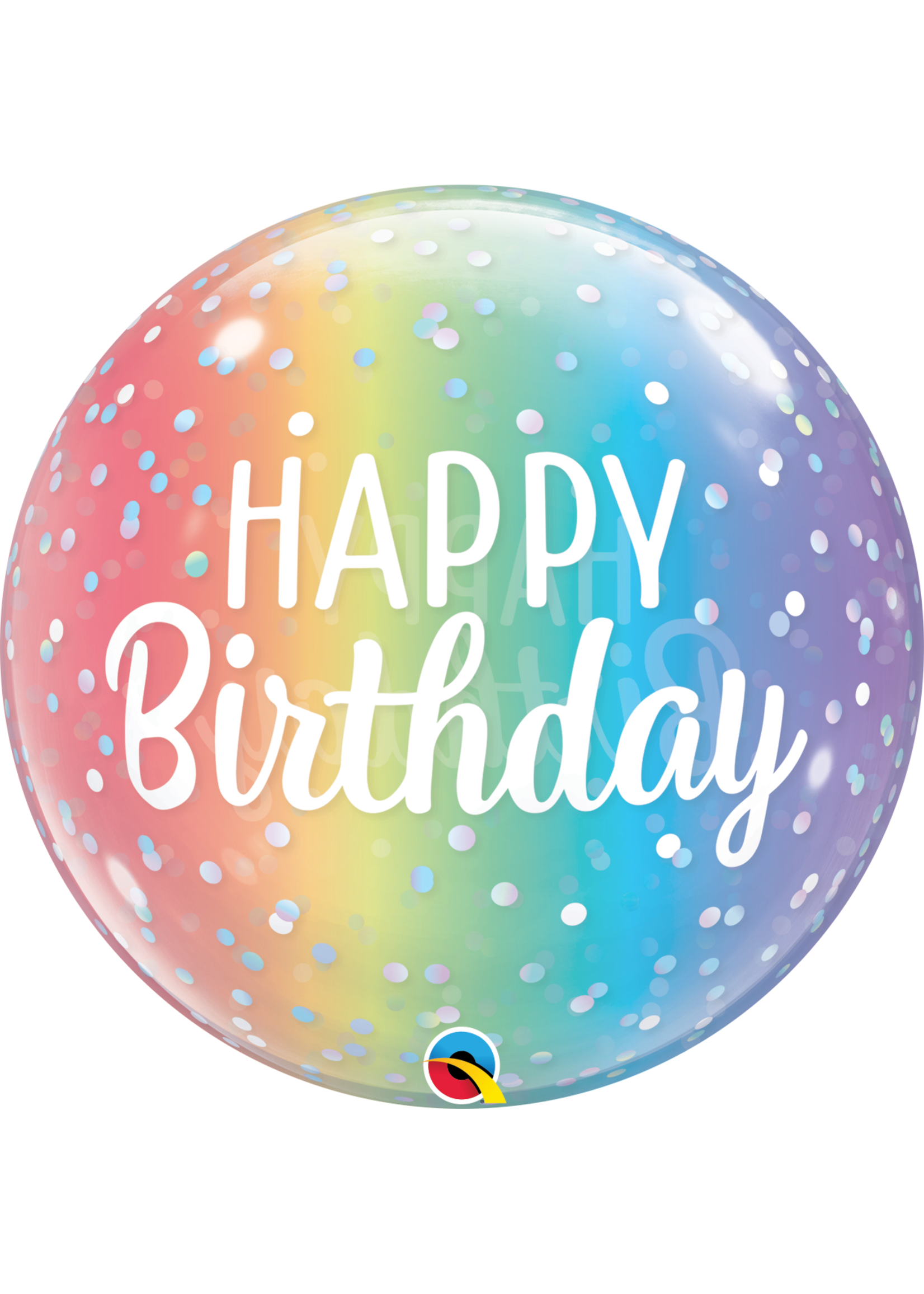 BDAY OMBRE & DOTS 22" BUBBLE BALLOON