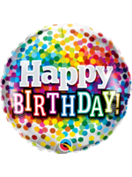 18 INCH BDAY RAINBOW CONFETTI BALLOON